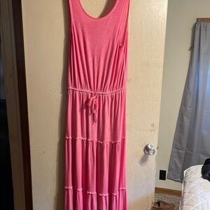 Elegant Pink Sleeveless low back Maxi Dress
